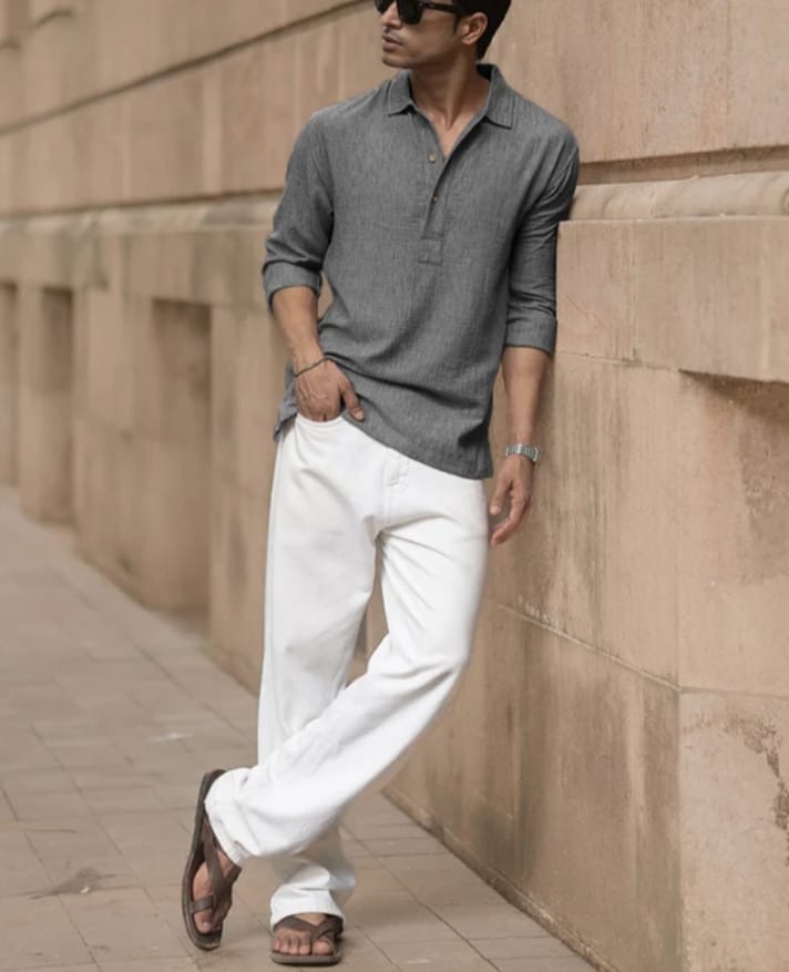 REN LAVO Mens polo shirt (light shades) premium cotton linen